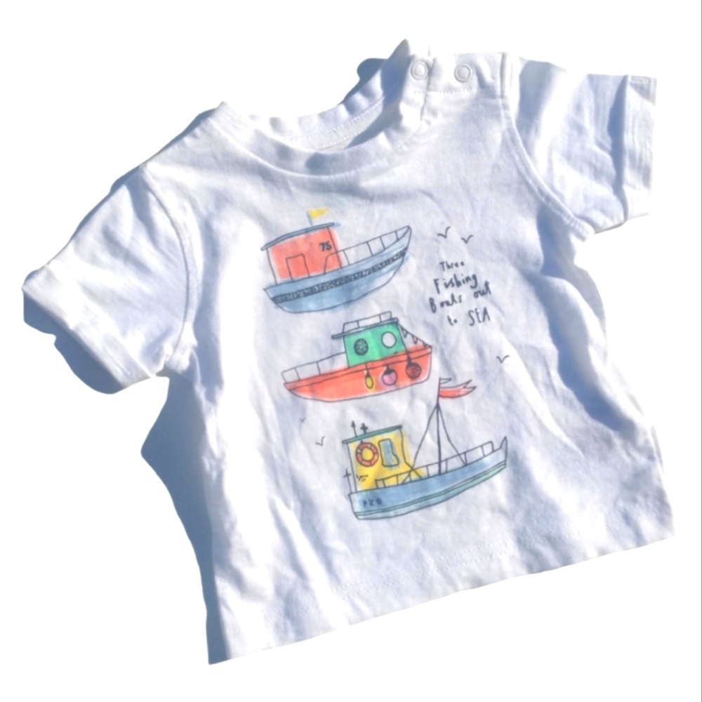 Mothercare 3-6m white w/boats